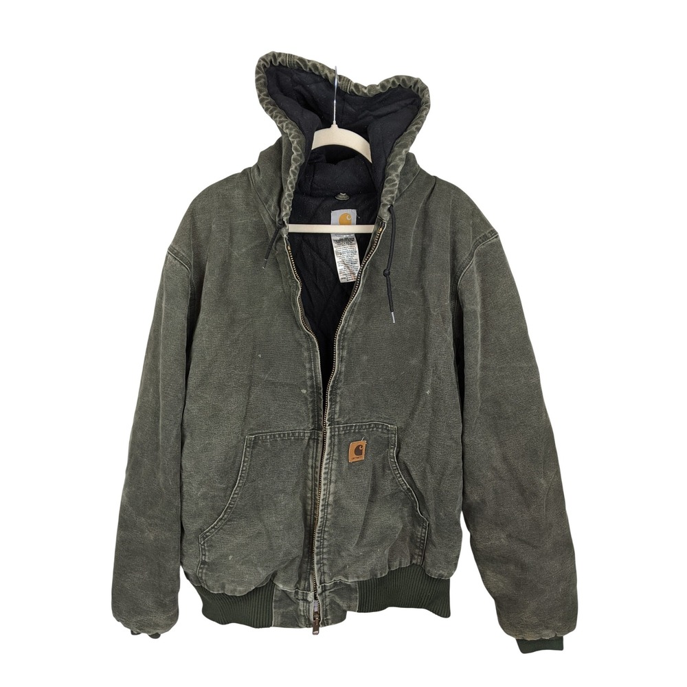 Carhartt J130 MOS Moss Green Sandstone Active Jacket Mens Large Tall Distressed
